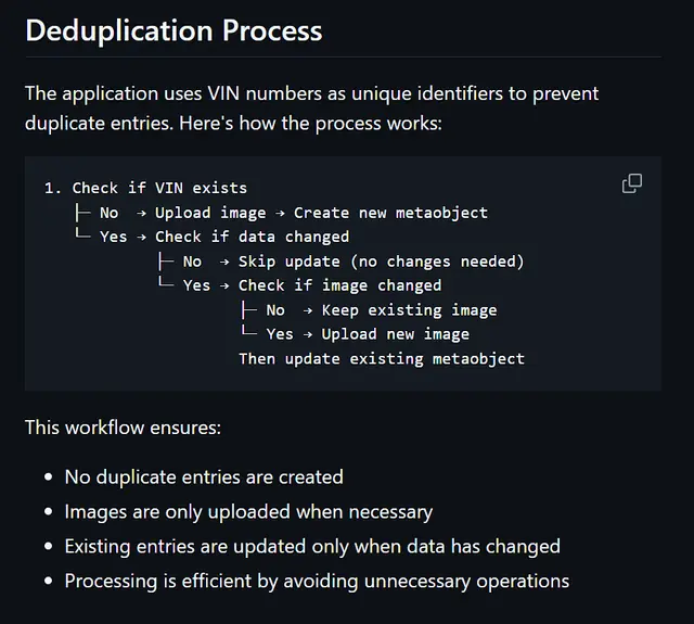 Smart deduplication process ~ RTR Vehicles by oContis Studio