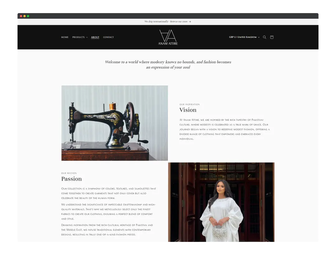 Anam Attire homepage ~ oContis Studio