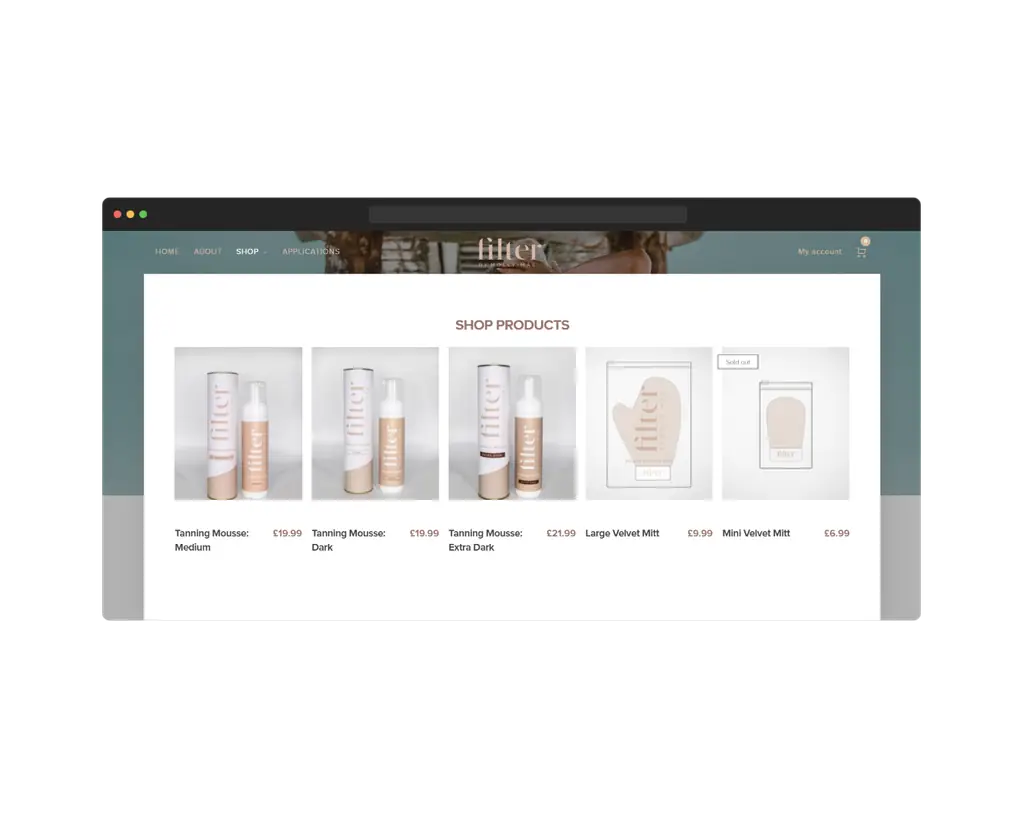Product page ~ Filter by Molly-Mae by oContis Studio