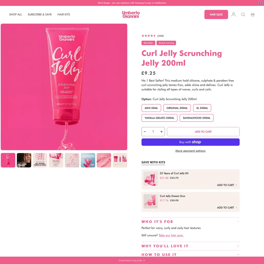 Curl Jelly product page ~ Umberto Giannini by oContis Studio