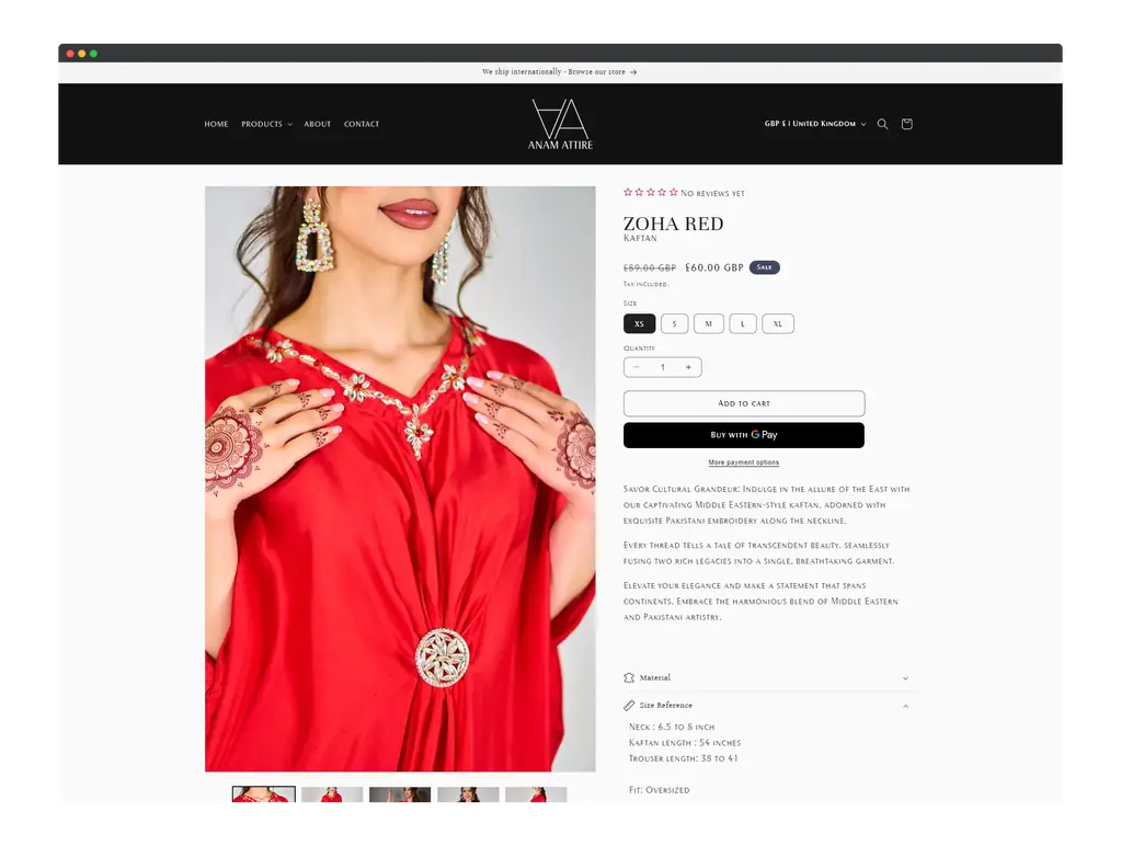 Project Screenshot 3 ~ Anam Attire by oContis Studio - Creative Ecommerce Consultancy